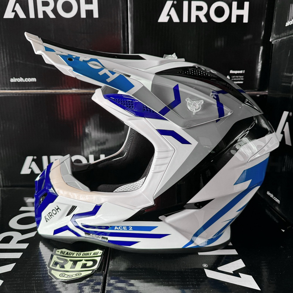Шлем AIROH AVIATOR ACE 2 GROUND BLUE (Глянцевый) с доставкой по