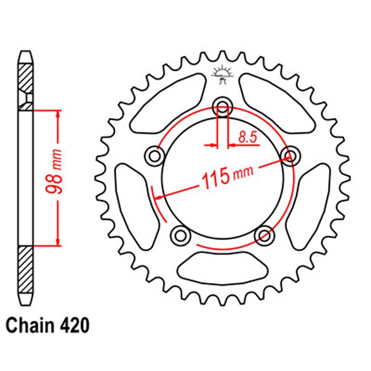 くう太ページ JTA894BK - Алюминиевая задняя (ведомая) звезда KTM 65SX (1998-2025